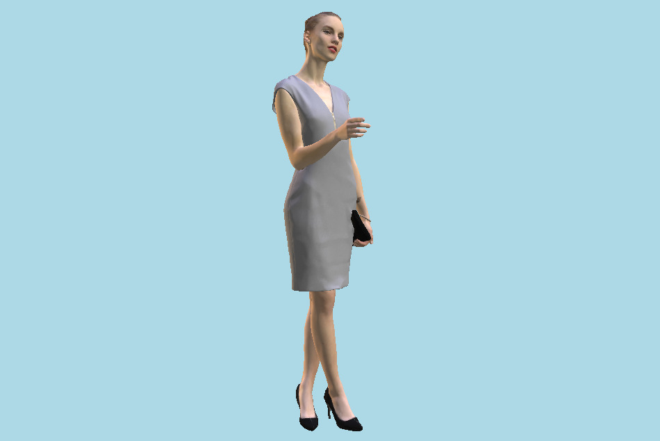 Casual Business Woman Elegant Pointing 3d model