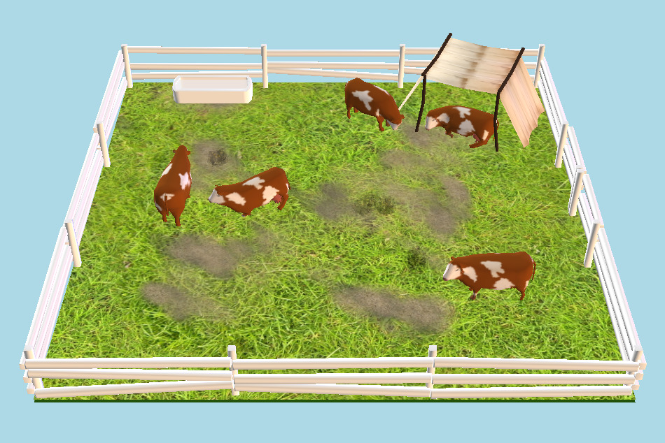 Sheeps and Cows Stable Barn Farm 3d model