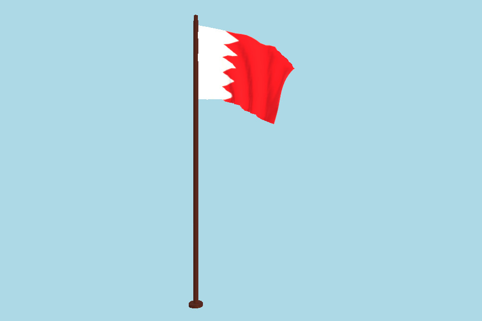 Bahrain Flag Animated FBX Free Download 3d model
