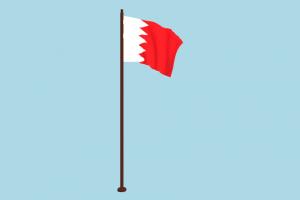 Bahrain Flag Animated flag, animated, fbx, free