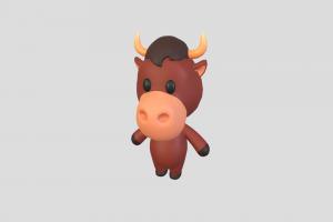 Character043 Bull cow, toon, cute, little, baby, toy, mascot, buffalo, bull, ox, toro, calf, character, cartoon, animal