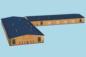 Warehouse barn, warehouse, store, storage, house, town, home, building, build, residence, domicile, structure, papertoy, lowpoly
