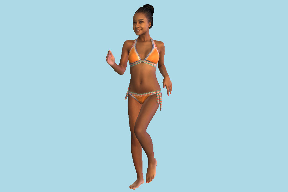 Running Woman African Beach 3d model
