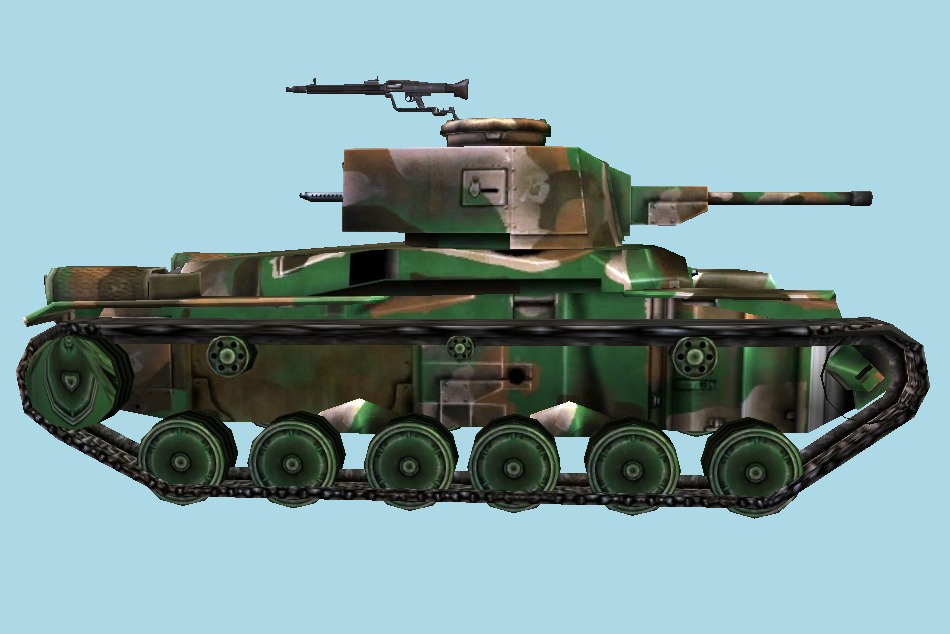 Japanese Type 97 Shinhoto Chi Ha Tank 3d model