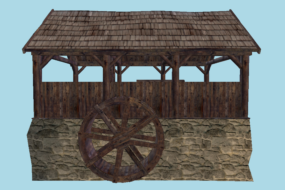 Medieval Water Powered Sawmill 3d model