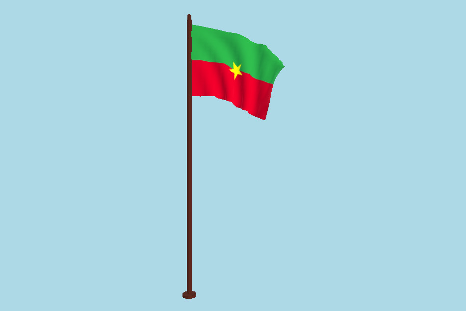 Burkina Faso Flag Animated FBX Free Download 3d model