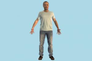 Casual Man scanned-models, man, male, people, human, character, jeans, muscular, casual, t-shirt, middle-age, 
