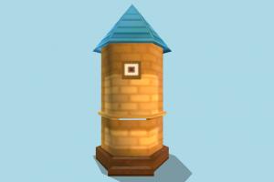 Tower tower, build, cartoon, front, lowpoly, structure