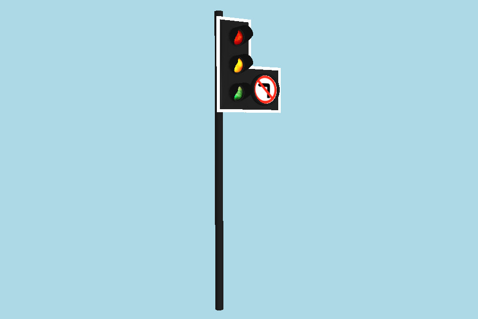 Traffic Light No Right Turn 3d model