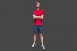 Stylized Man Character in sportswear shirt, athlete, workout, man, human, sport