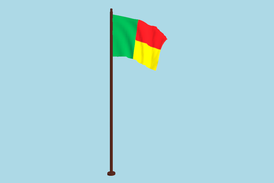 Benin Flag Animated FBX Free Download 3d model