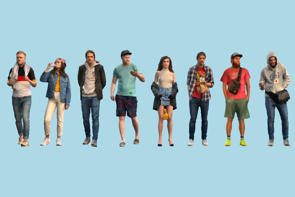 Stylized Casual People Group 3d model