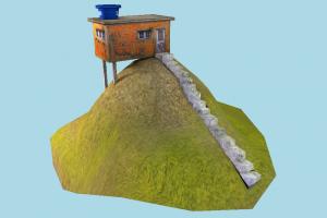 Mountain House mountain, hill, house, home, store, stairs, stairway, way, farm, country, hut, cottage, structure, lowpoly