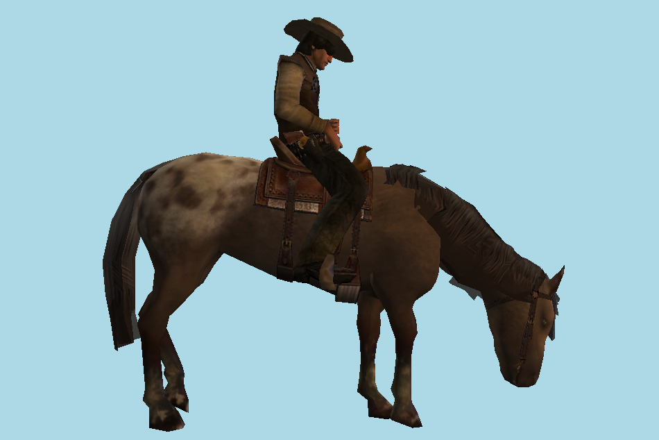 Cowboy Riding Horse 3d model