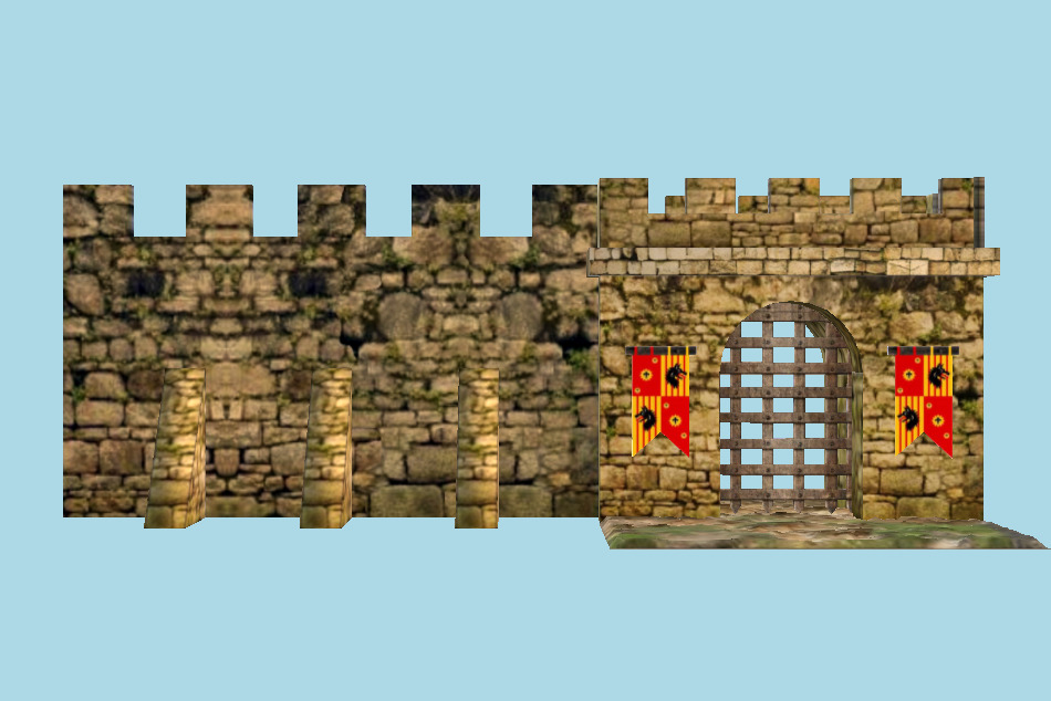 Castle Gate and Wall 3d model