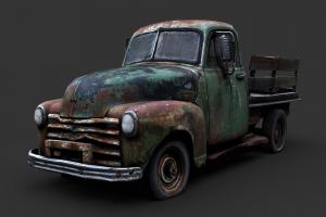 Old Truck (Gameready from Scan) truck, abandoned, vintage, post-apocalyptic, rusty, antique, ruined, photogrametry, damaged, rural, farm, old, georgia, 1950s, photogrammetry, asset, gameart, scan, gameready