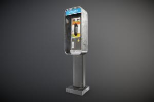 Phone Booth coin, exterior, element, money, card, prop, urban, new, used, clean, dirty, booth, payphone, phone, pay, asset, pbr, lowpoly, city, street, gameready