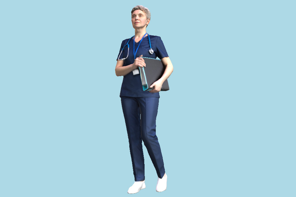 Surgical Female Doctor with a Folder 172 3d model