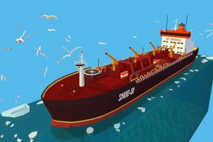 Isometric Boat Ship Red Oil Tanker in Ocean fish, red, winter, oil, nuclear, ice, barge, tanker, urban, explorer, ocean, north, color, launch, seagull, polar, cargo, delivery, pole, isometric, tow, glacier, arctic, flock, refining, expedition, antarctic, isometrical, oil-tanker, mainland, ship, sea, boat