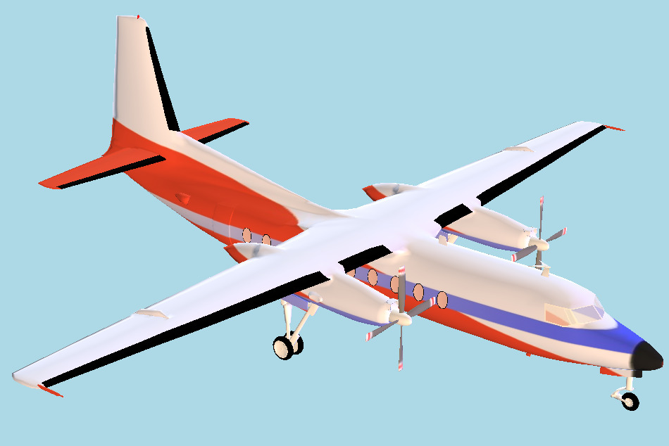 Fokker F27 Friendship Airliner 3d model
