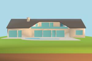 House Low-poly house, home, building, build, apartment, flat, residence, domicile, structure, cartoon, lowpoly