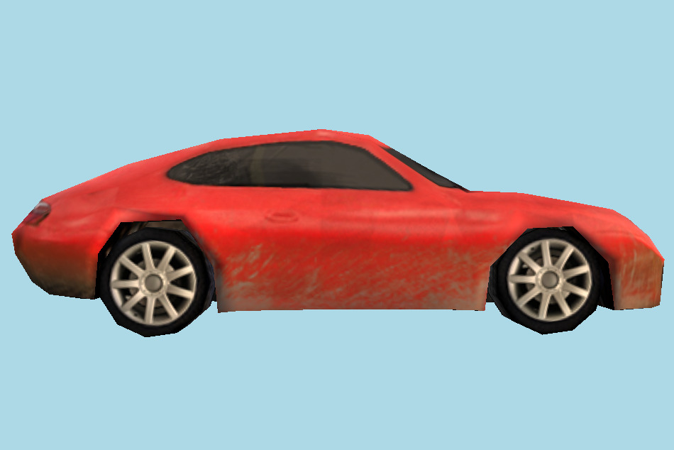 Low-poly Red Car 3d model