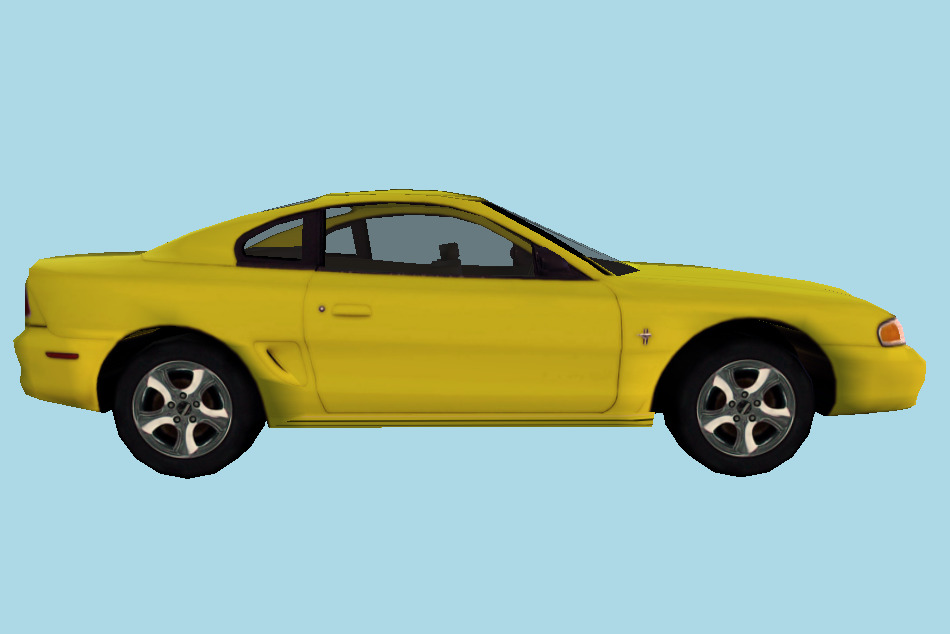 Mustang Sedan FM Yellow Car 3d model