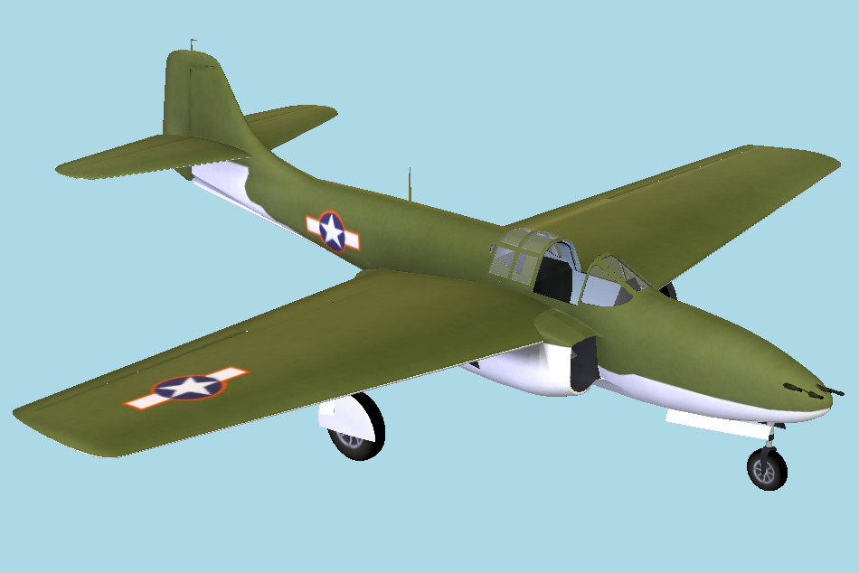 Bell P-59 AiraComet Warplane 3d model