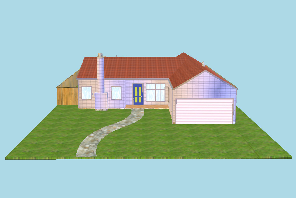 Country House with Garage 3d model