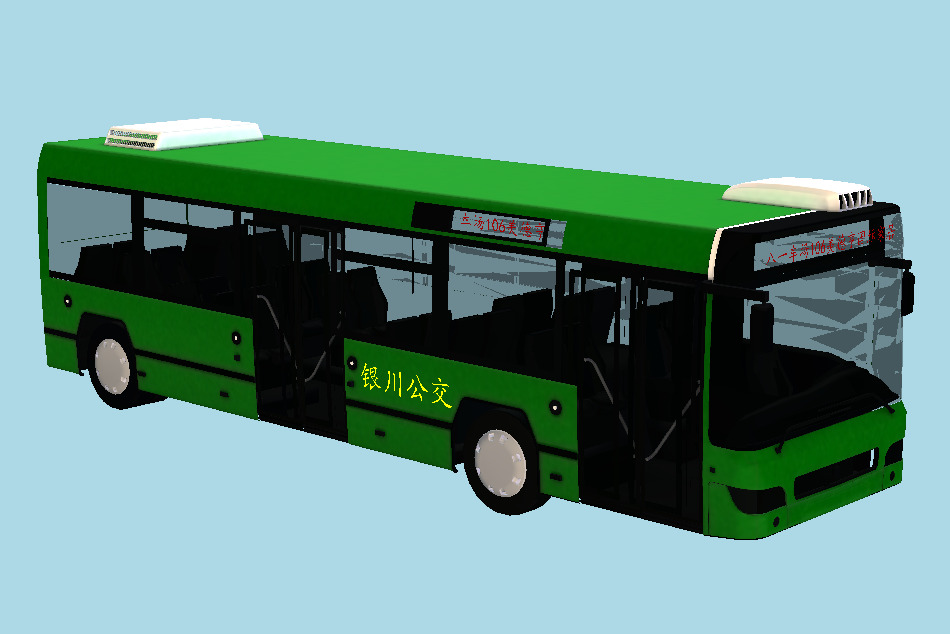 Green Bus 3d model