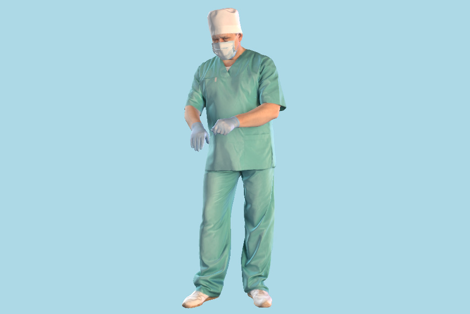 Surgeon Doctor in mask and sterile gloves working 137 3d model