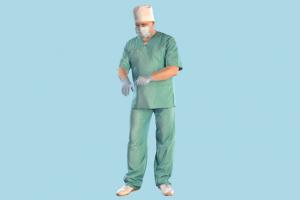 Surgeon Doctor scanned-model, scanned, doctor, man, male, hospital, realistic, uniform, surgery, medical, character, posing, human, people