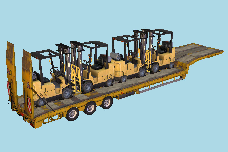Overweight Trailer with Forklifts 3d model