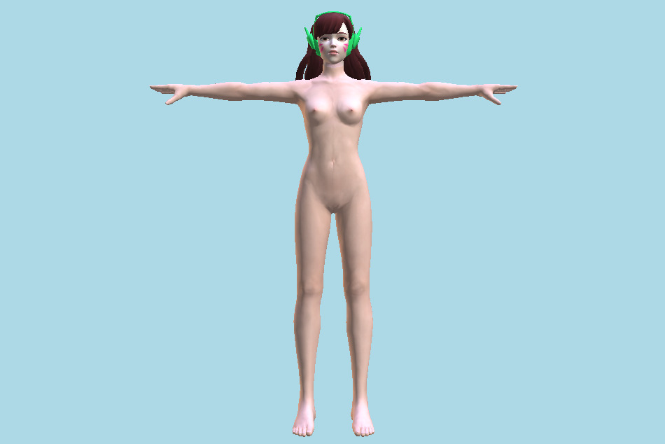 D.Va Nude Girl 3d model