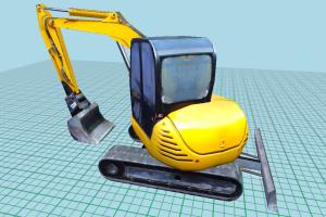 Tractor Low-poly tractor, digger, construction, truck, machine, vehicle, low-poly
