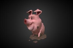 Pig Cartoon pig, boar, cartoon, lowpoly, gameart