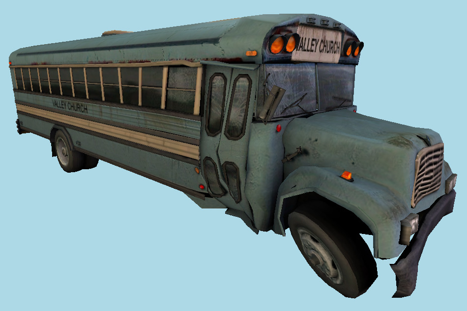 Wrecked Church Bus 3d model