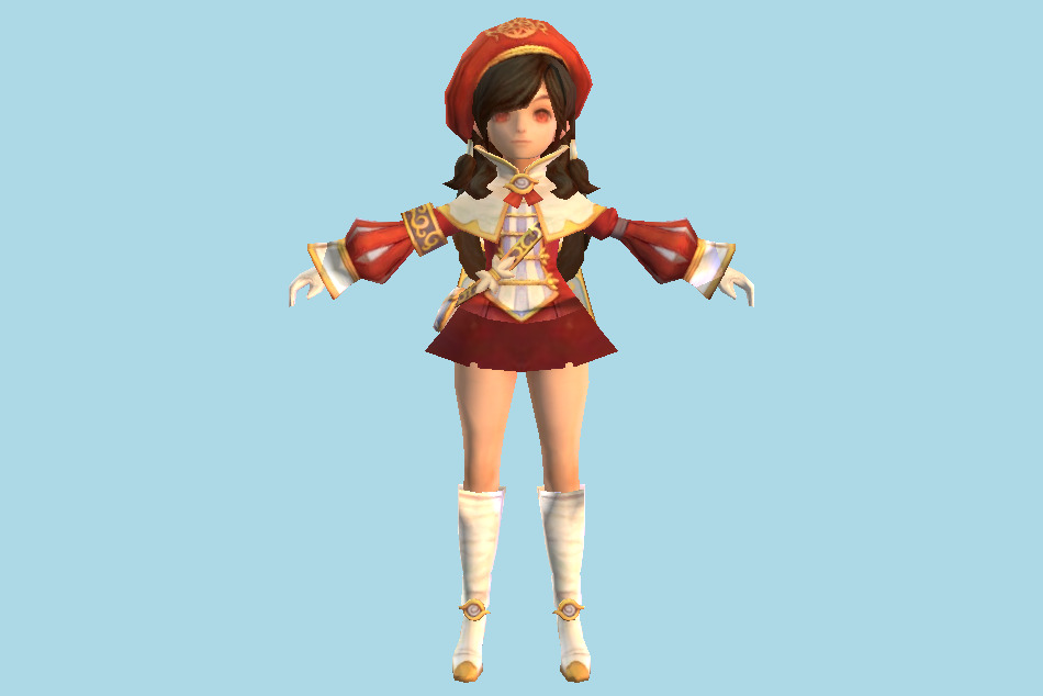 Anime Scholar Girl Character 3d model