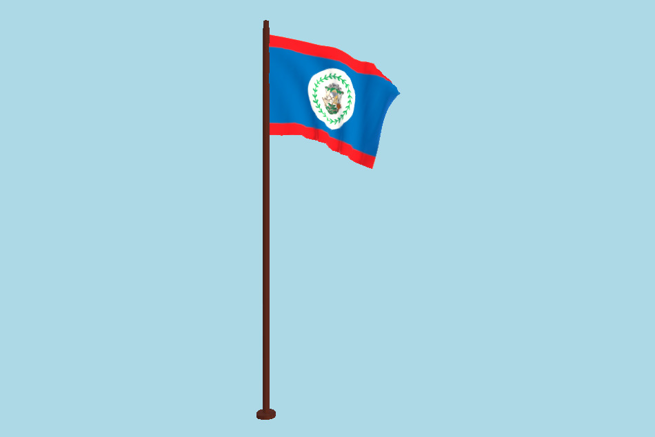 Belize Flag Animated FBX Free Download 3d model