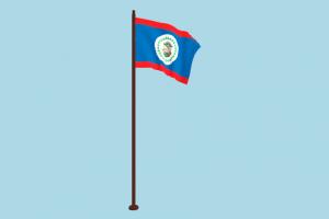 Belize Flag Animated flag, animated, fbx, free