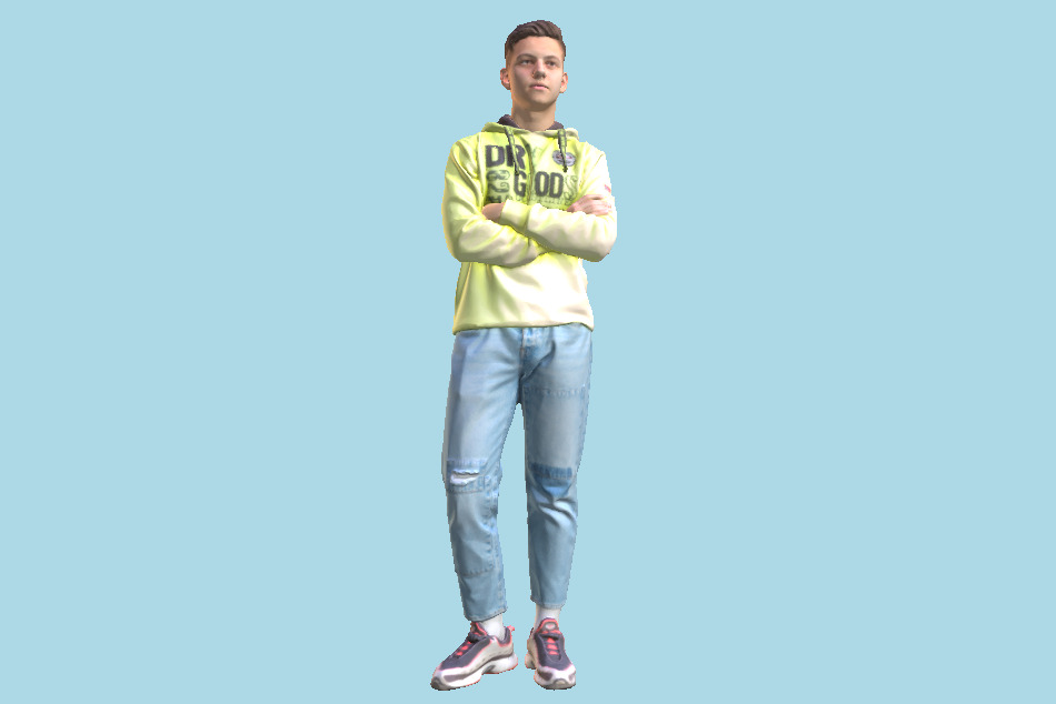Stylish Young Man in a Bright Hoodie 98 3d model