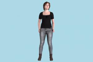 Casual woman scanned-model, girl, woman, lady, female, posing, human, character, people