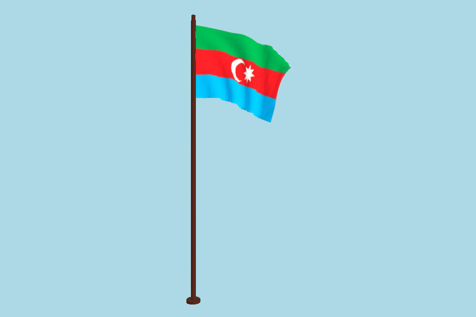Azerbaijan Flag Animated FBX Free Download 3d model