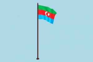 Azerbaijan Flag Animated flag, animated, fbx, free