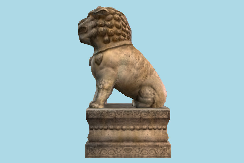 Stone Temple Lion 3d model
