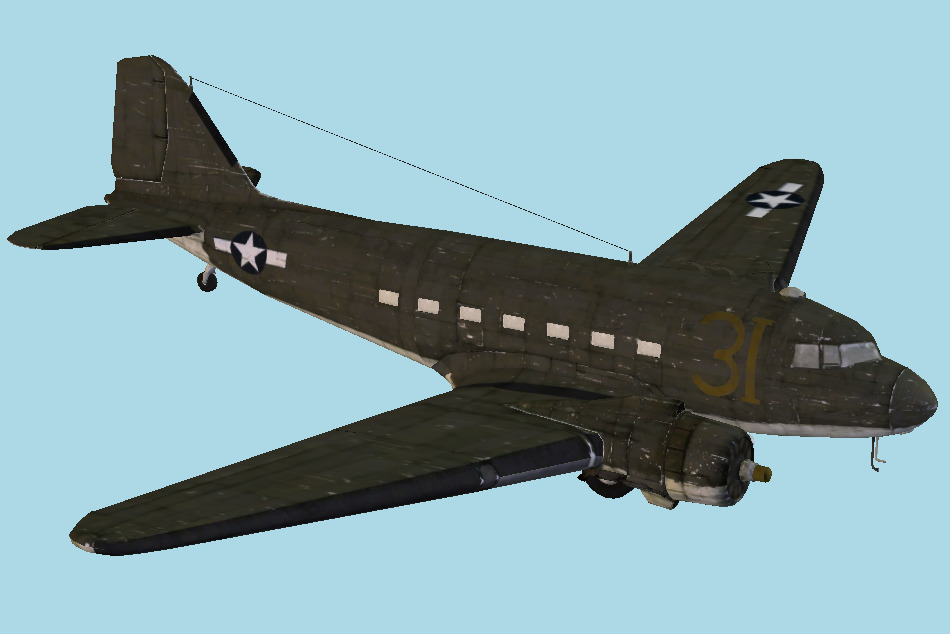 American WW2 Transport Aircraft 3d model