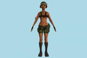 Army Girl girl, woman, lady, , female, people, human, character, jungle, army, marine, military, war