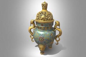 Ding censer with an openwork cover bronze, painting, craft, casting, copper, 18th-century, quing, polishing, everyday-objects, enamel, chiselling, silversmiths, gilding, herbs, everyday_life, chinese-art, gold, qianlong