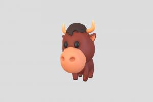 Character050 Bull cow, red, toon, cute, little, baby, toy, mascot, buffalo, bull, zoo, farm, bovine, beef, longhorn, cattle, character, cartoon, animal