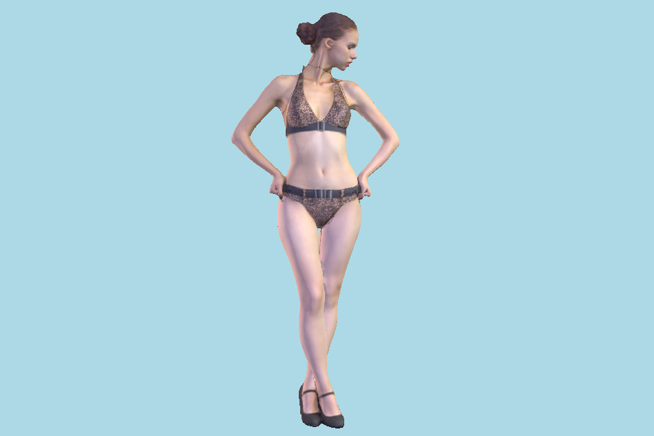 Slim Woman in a Swimsuit Posing 158 3d model